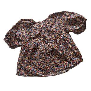 Old Navy Women's Puff Sleeve Floral Babydoll Cotton Blouse Sz Small